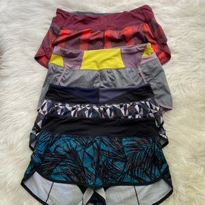4 Pairs of Lululemon speed up shorts- size 8s